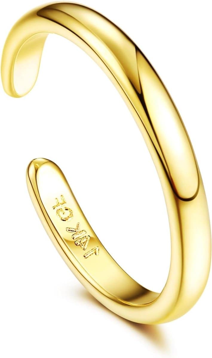 Cosensi - Gouden Teenringen voor Vrouwen - Roze Open Ringen - Verstelbare Enorme CZ Band - Drierijige Gouden Teenringen - Voet Sieraden - Messing