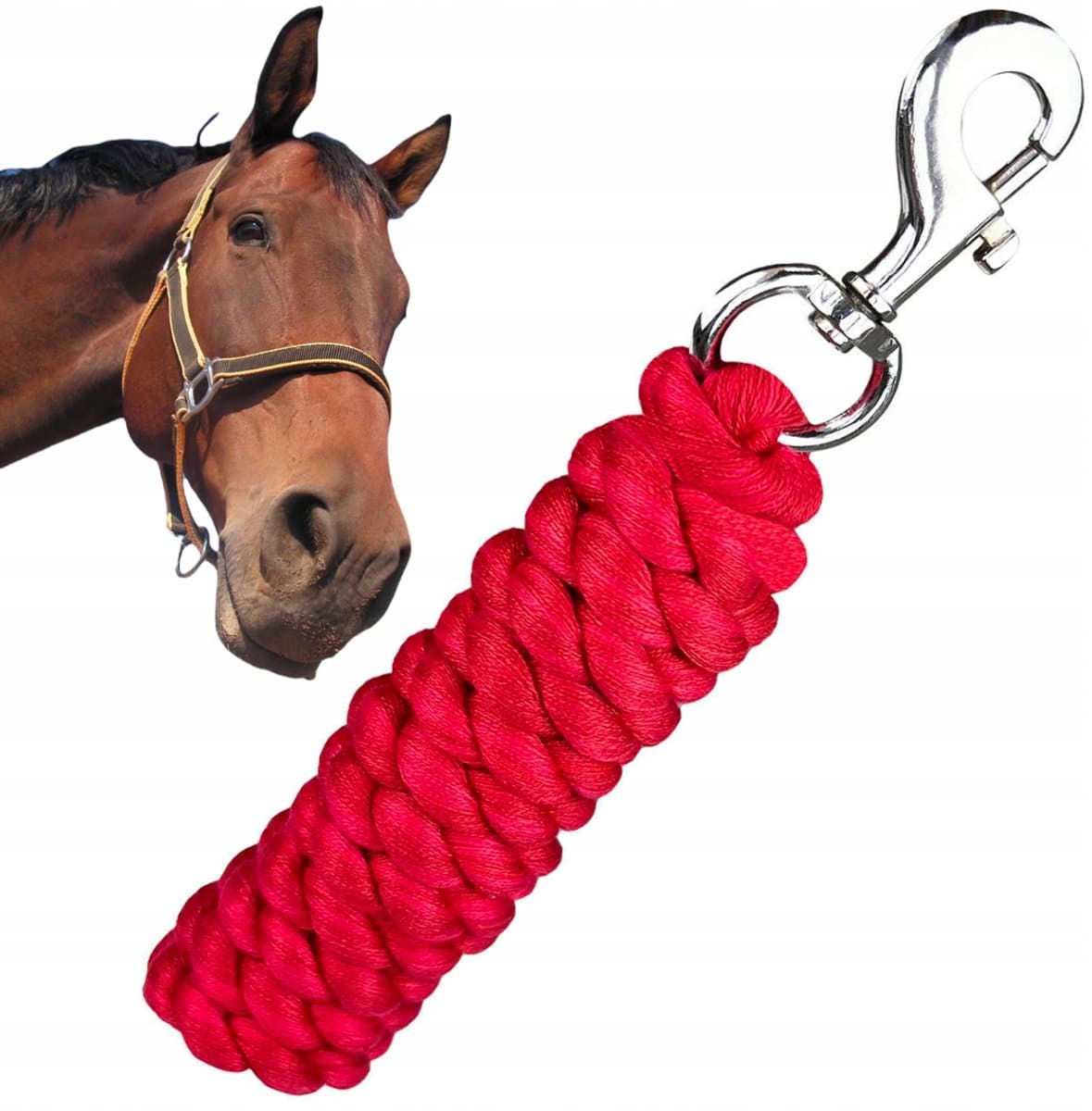 York Meg Rode Paardenlijn 220cm met Karabijnhaak - Comfortabel & Veilig