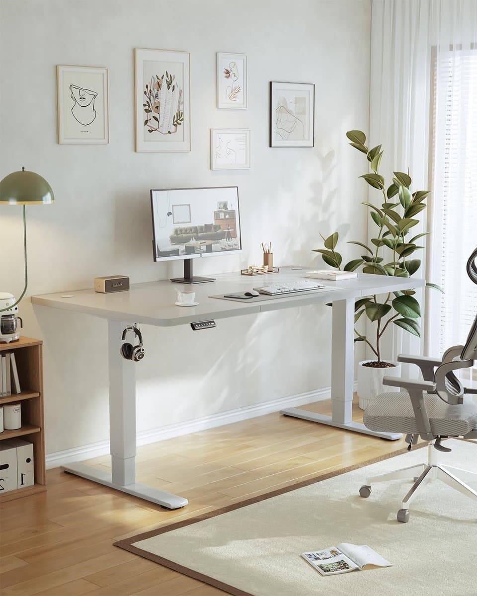 Elektrisch Verstelbaar Bureau met USB-Oplaadpoort – ProLift ErgoDesk 160x70 cm – In Hoogte Verstelbaar Sta Bureau – Ergonomisch Zit-Sta Bureau – Elektrische Computertafel – Modern Grijs – Ideaal voor Thuiswerk, Kantoor & Gaming