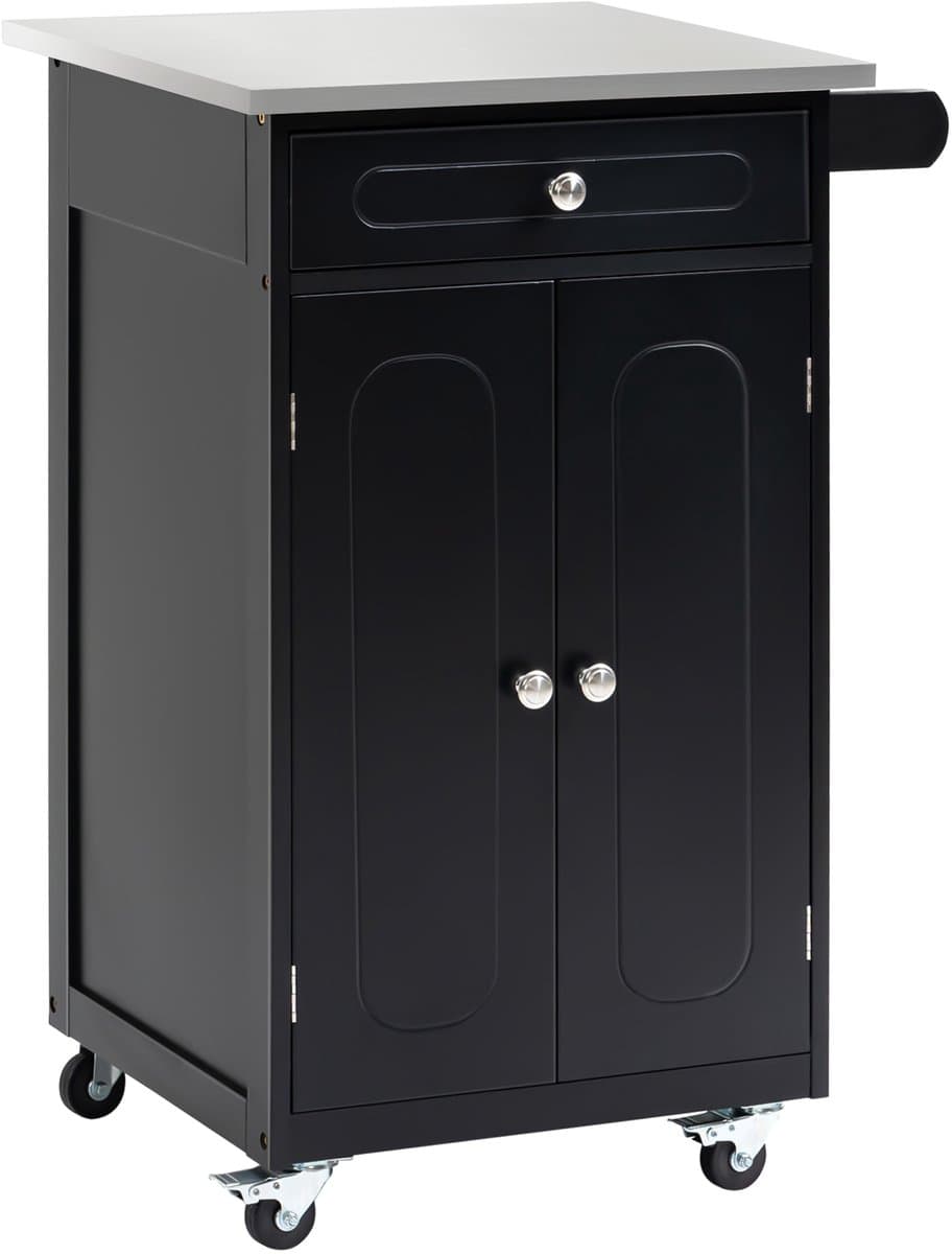 HOMCOM Keukenwagen - MDF - 60x45x85cm - Zwart