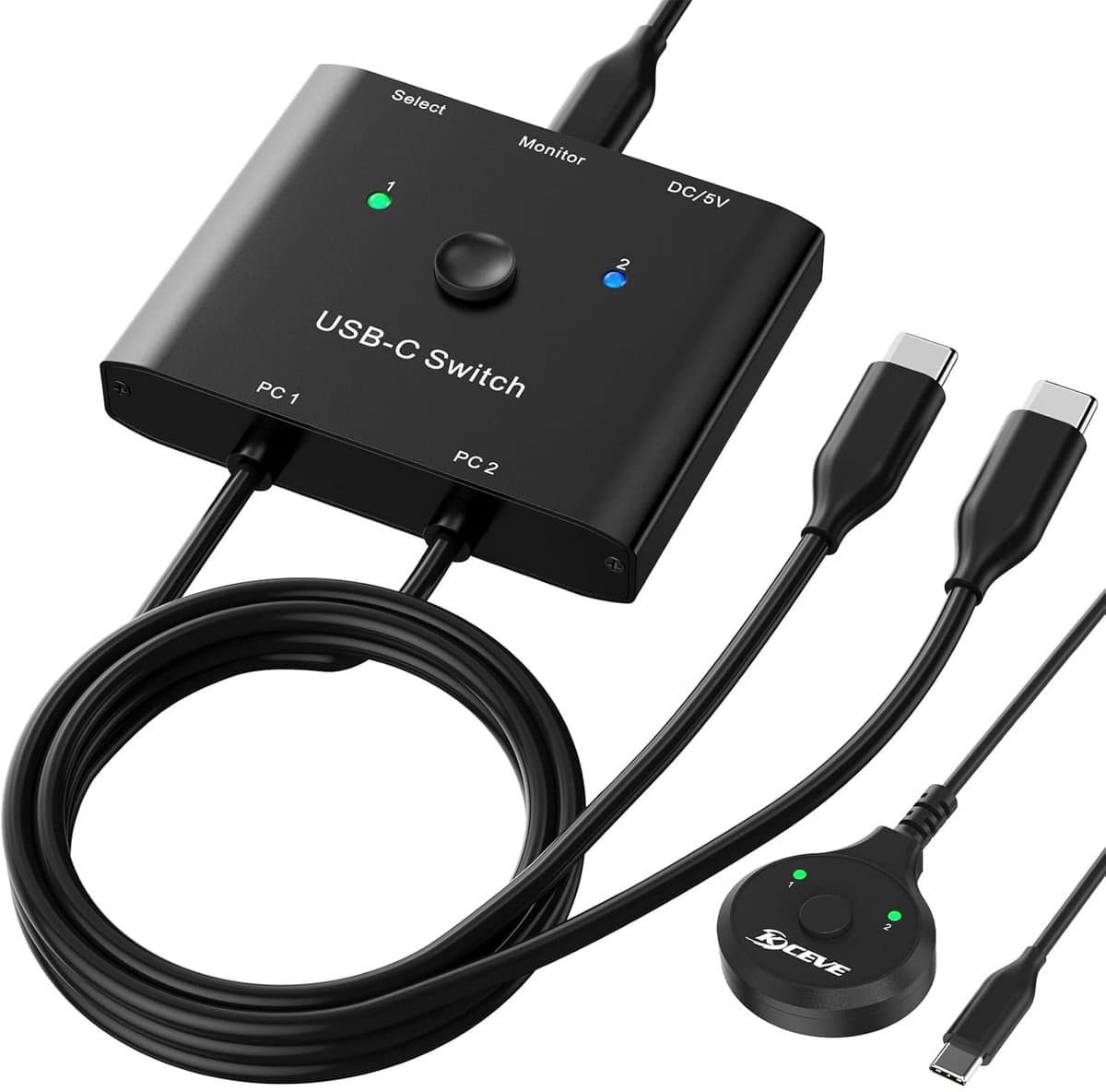 USB C KVM Switch 2 PC naar 1 Monitor 8K@60Hz met Desktopcontroller