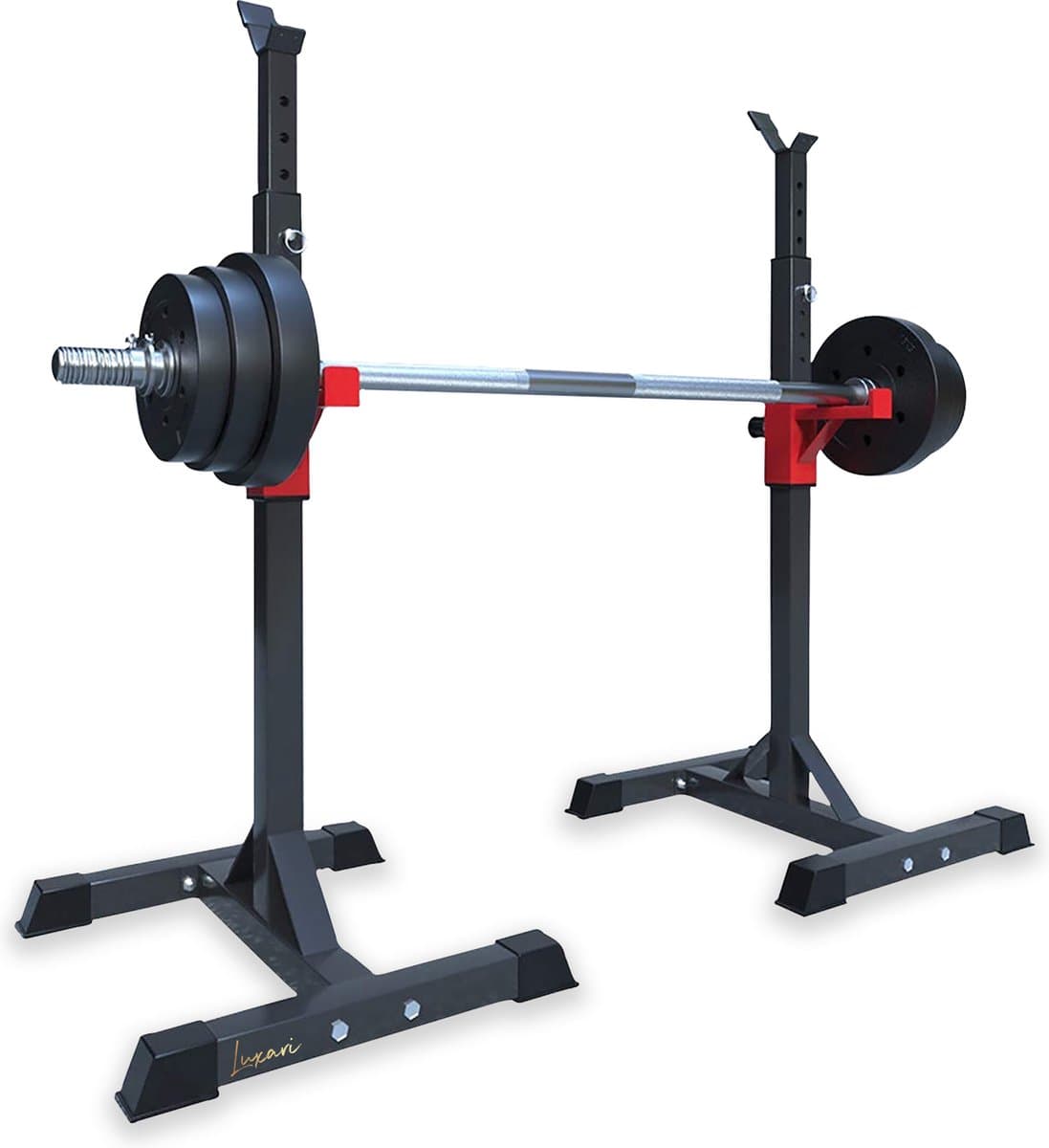 Luxari Haltersteunen - Squat Rack - Halterrek - Halterstandaard - Verstelbare Halters - Extra Hoog - 300 KG Belastbaarheid - Krachttraining - Combineren Met Fitnessbank - Krachtstation - Fitness