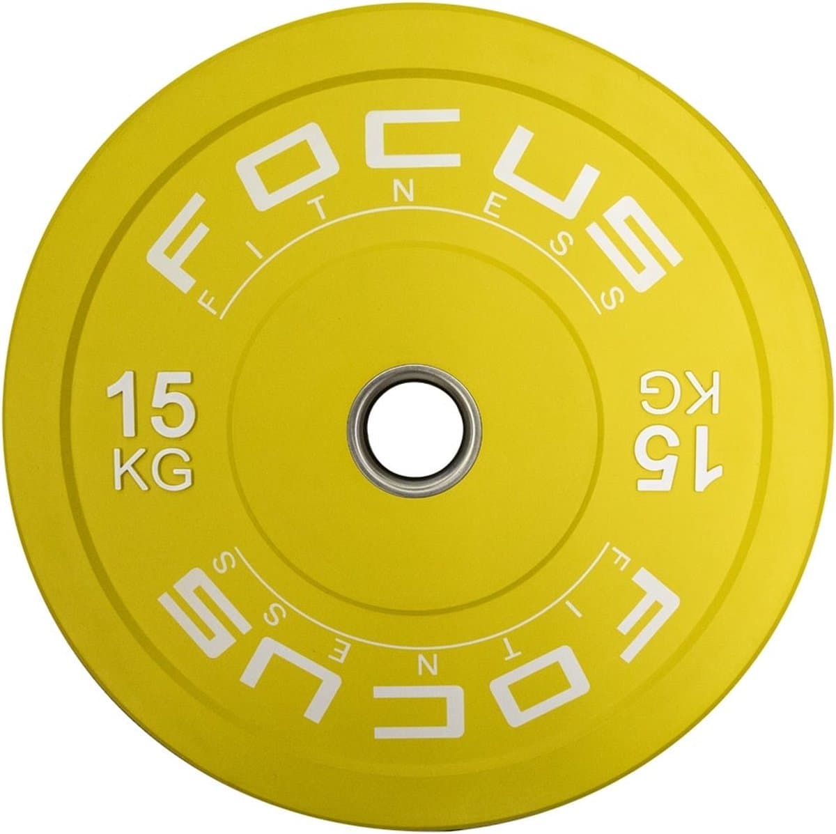 Focus Fitness - Olympische Halterschijf - Bumper Plate - 50 mm - 15 kg - Geel