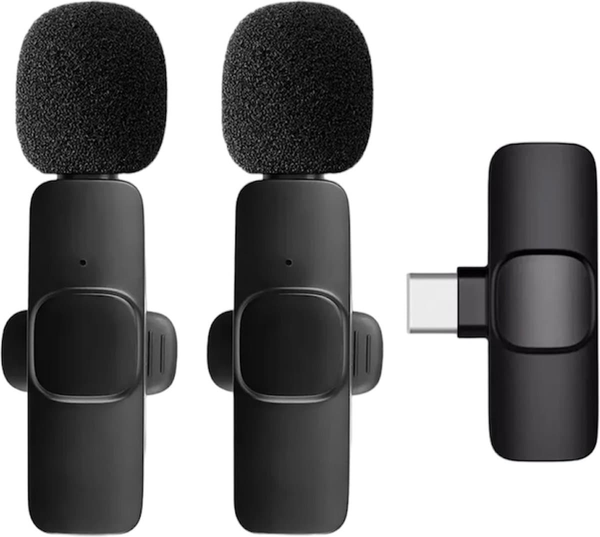 KimDo - Draadloze telefoon microfoon - USB-C - Voor ipad, samsung, apple - Voor Laptops & Android - Vlog microfoon - Bluetooth - Draadloze Microfoonset - Dasspeld - Lightning