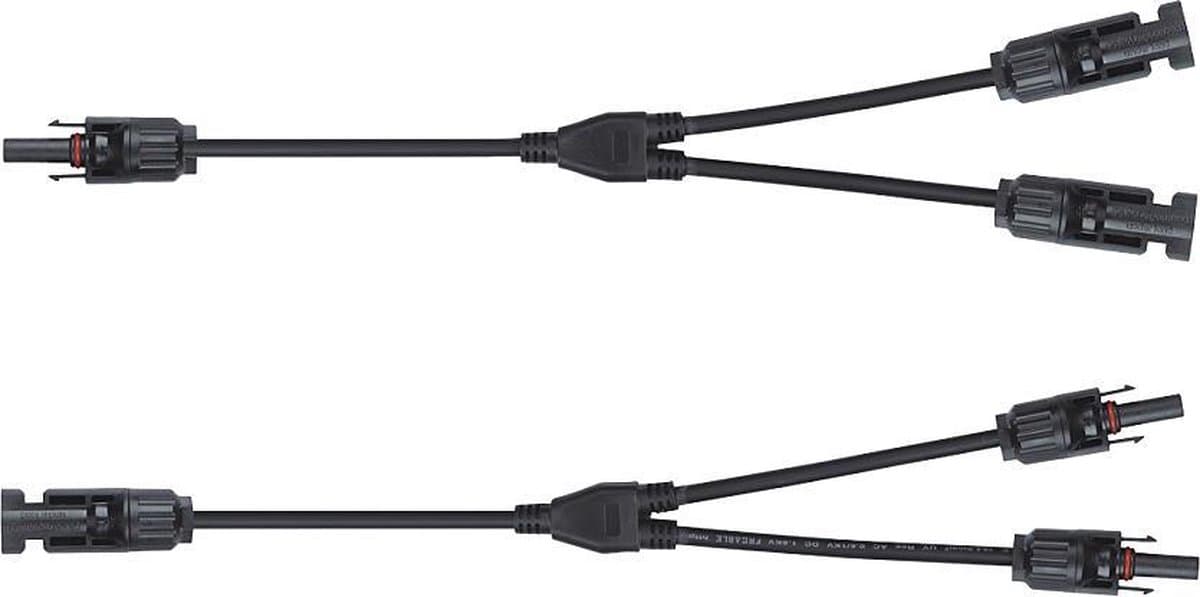MC4 Y Splitter - Voor zonnepanelen - Set 1x FF-M + 1x MM-F - Professionele kwaliteit - Geconfectioneerde zonnepaneelkabel