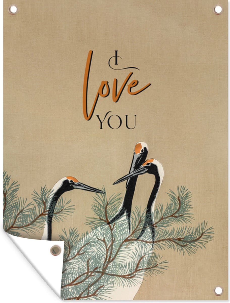 Tuinschilderij I love you - Spreuken - Quotes - Liefde - Relatie - 60x80 cm - Tuinposter - Tuindoek