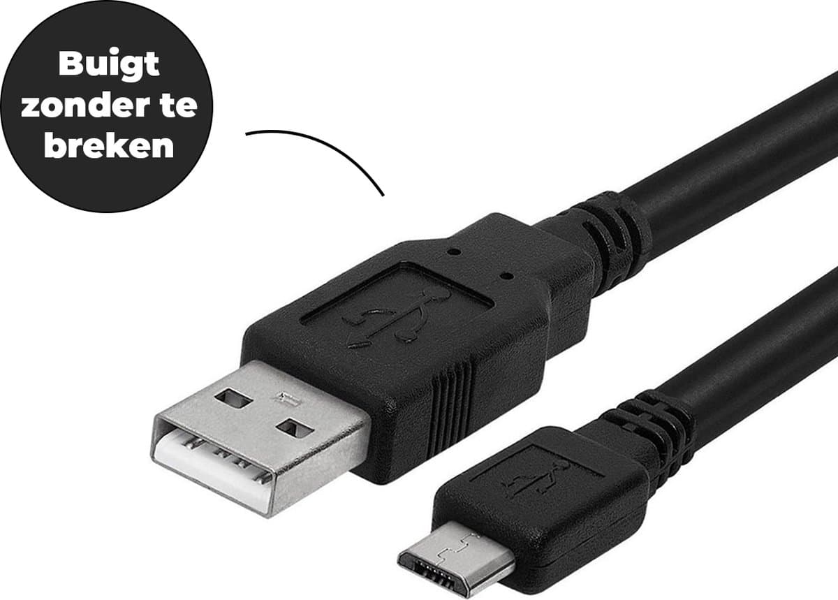 WISEQ Snelle Micro-USB oplaadkabel - 1 Meter Laadkabel - Zwart - Micro USB kabel - Oplader Kabel