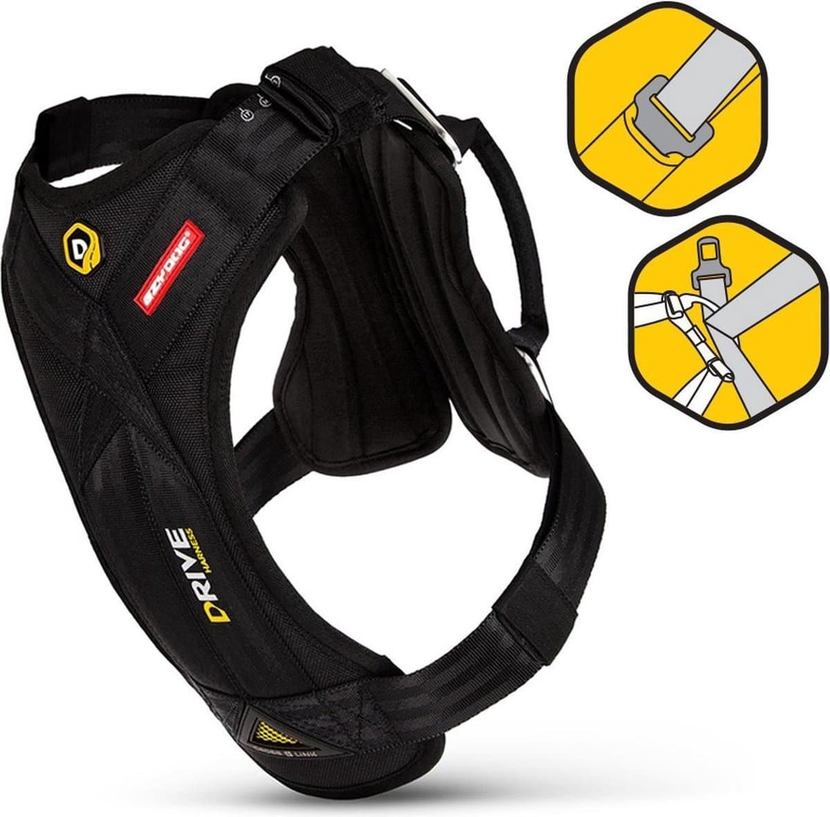 EzyDog Drive Honden Auto Tuig - Veiligheidsharnas - 38/86cm - Zwart