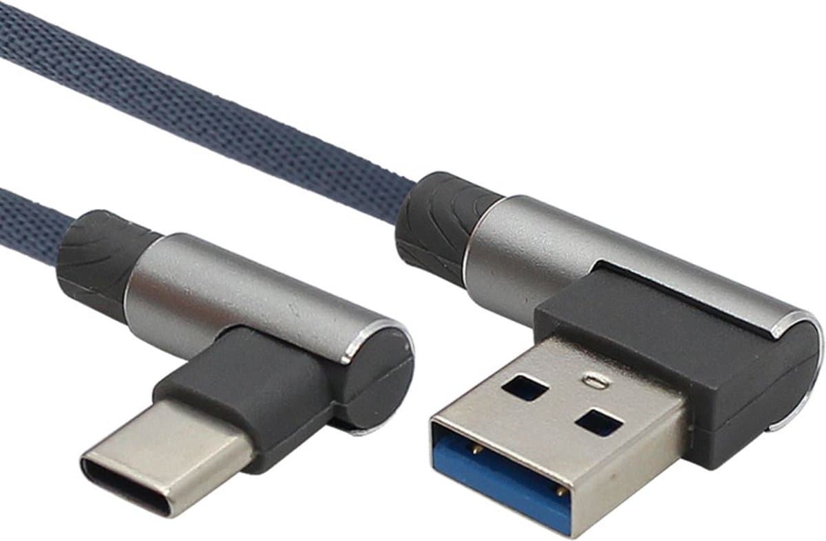 USB C laadkabel - USB C naar USB A - Nylon mantel - 480 mb/s - Grijs - 0.5 meter - Allteq