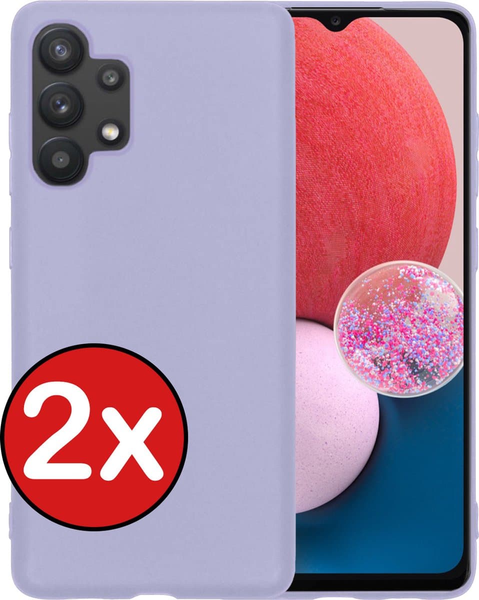 Hoesje - 2 Stuks - Geschikt voor Samsung Galaxy A13 4G - Sterk & Shockproof - Telefoonhoes - Back Cover - Case Siliconen - Telefoon Hoes - Lila