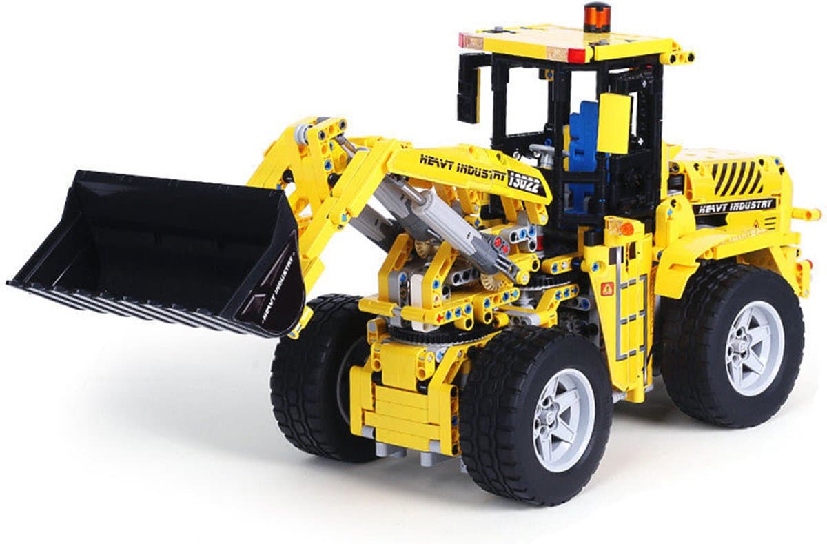 DW4Trading Wiellader Bulldozer met 4 Motoren Draadloos Bestuurbaar - 1582 Stukjes - Compatibel met Grote Merken