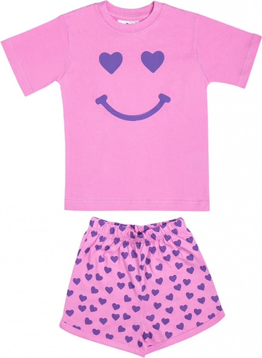 Fun2wear - Smiley Shortama - Fuchsia - maat 128