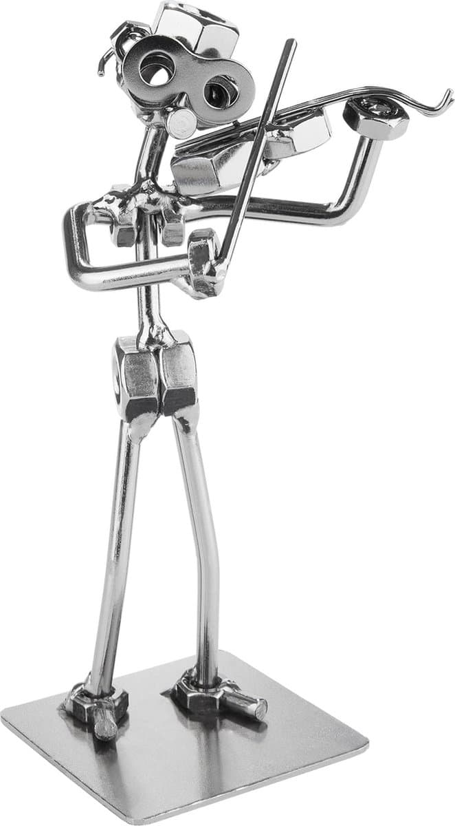 BRUBAKER Schroevenbeeldje Violist met Viool - Handgemaakte Ijzeren Figuur Metal Man Vioolspeler - Metalen Figuur String Muzikant Decoratie Cadeau voor Muzikanten