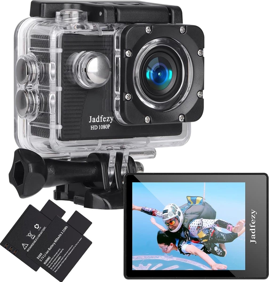 Onderwatercamera - Ultra HD 1080p - 30M onderwater (IP68) - 12 MP - Micro-SD - LCD-scherm - Zwart -