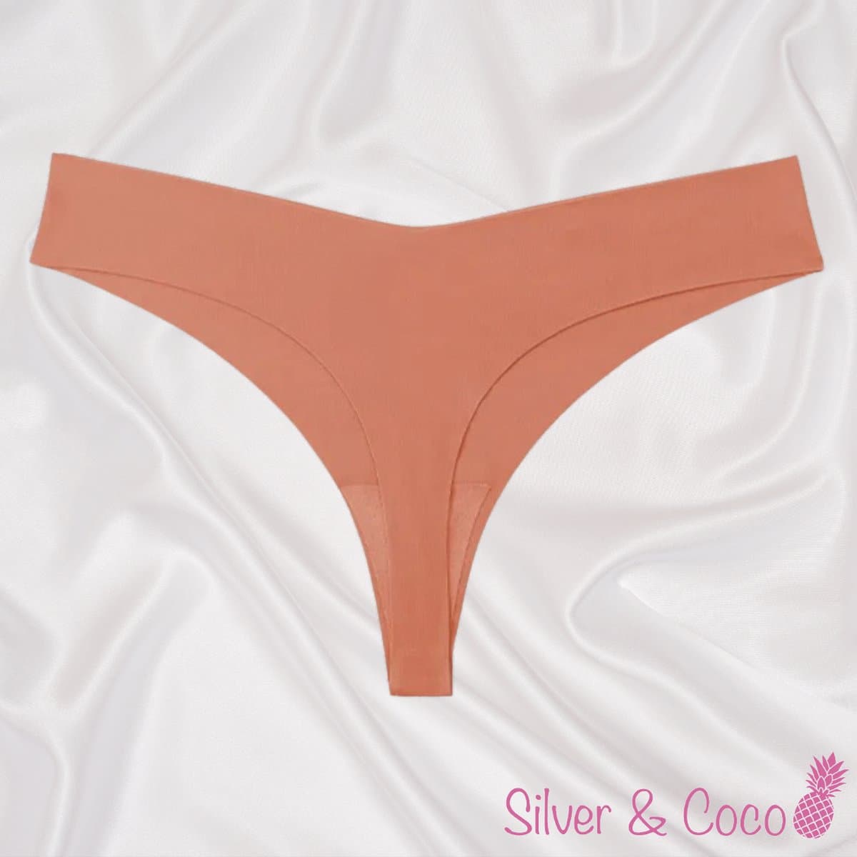 SilverAndCoco® - Naadloze String / Seamless Onderbroek Dames / Zacht Brazilian Slipje / Naadloos Stretch Ondergoed Vrouw / Kleding Strings Dames Lingerie Broekje - Oranje Small / S
