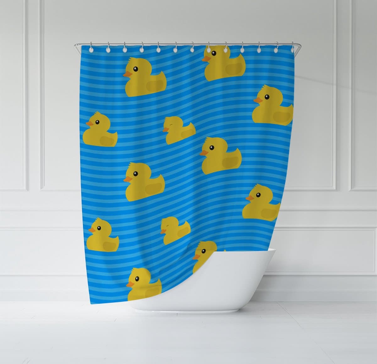 ATTREZZO® Douchegordijn Zwemmende Badeend - 200x180 cm