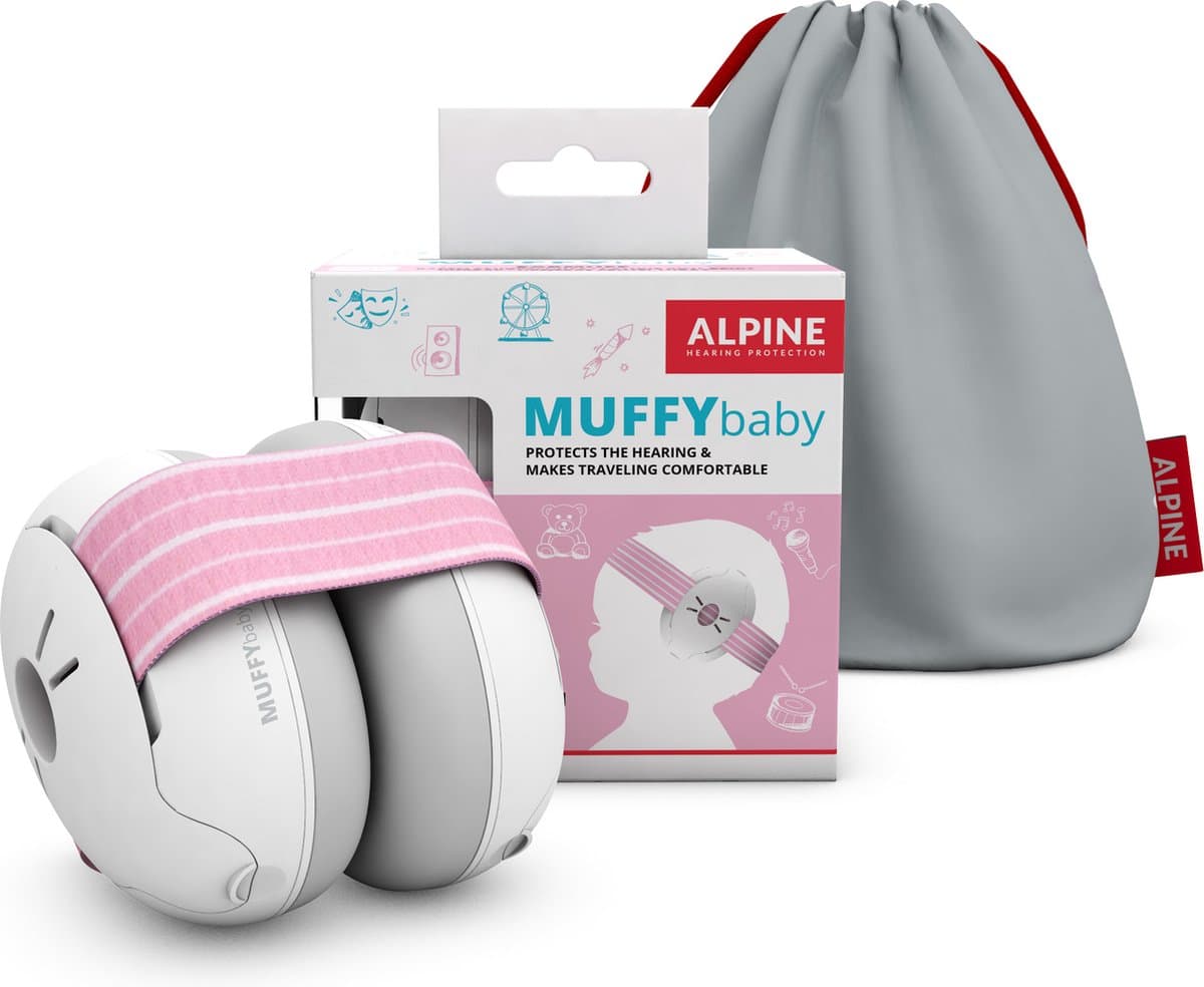 Alpine Muffy Baby Gehoorbescherming (12-36 Maanden) - Gecertificeerde Koptelefoon Baby - Verstelbare Oorbeschermers voor Baby en Peuter - 23 dB Demping - Roze