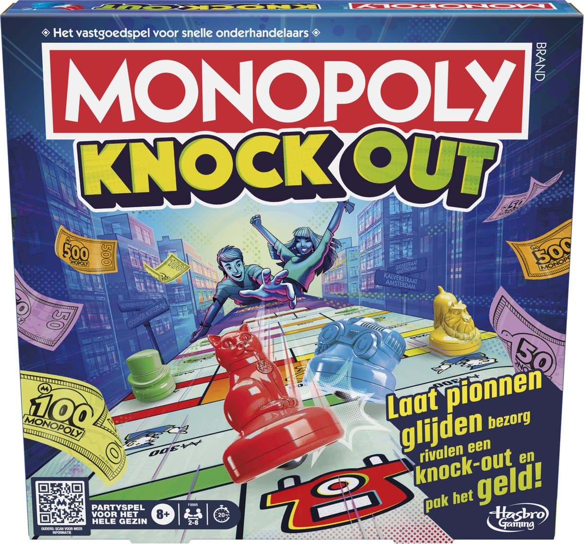 Hasbro Monopoly Knockout feestspel - 90 cm, 2-8 spelers