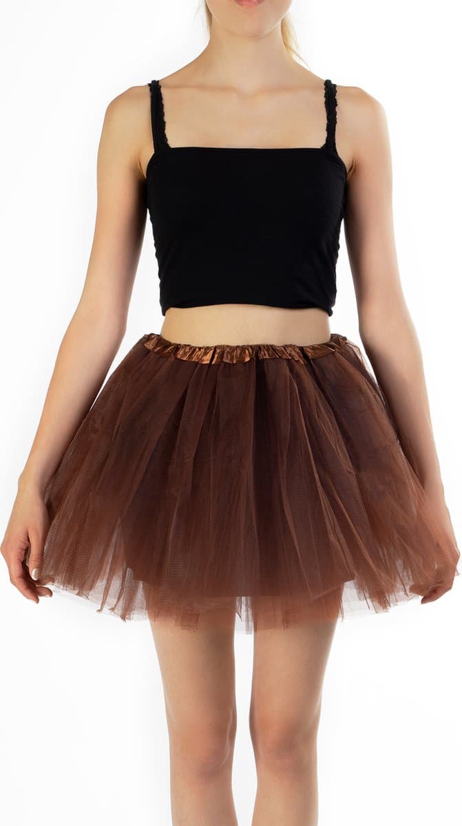 KIMU® Tutu Donker Bruin Tule Rokje - Maat 68 74 80 86 92 98 - Donker Bruine Petticoat Rok Baby Peuter - Balletpakje Kinderen Fee Festival
