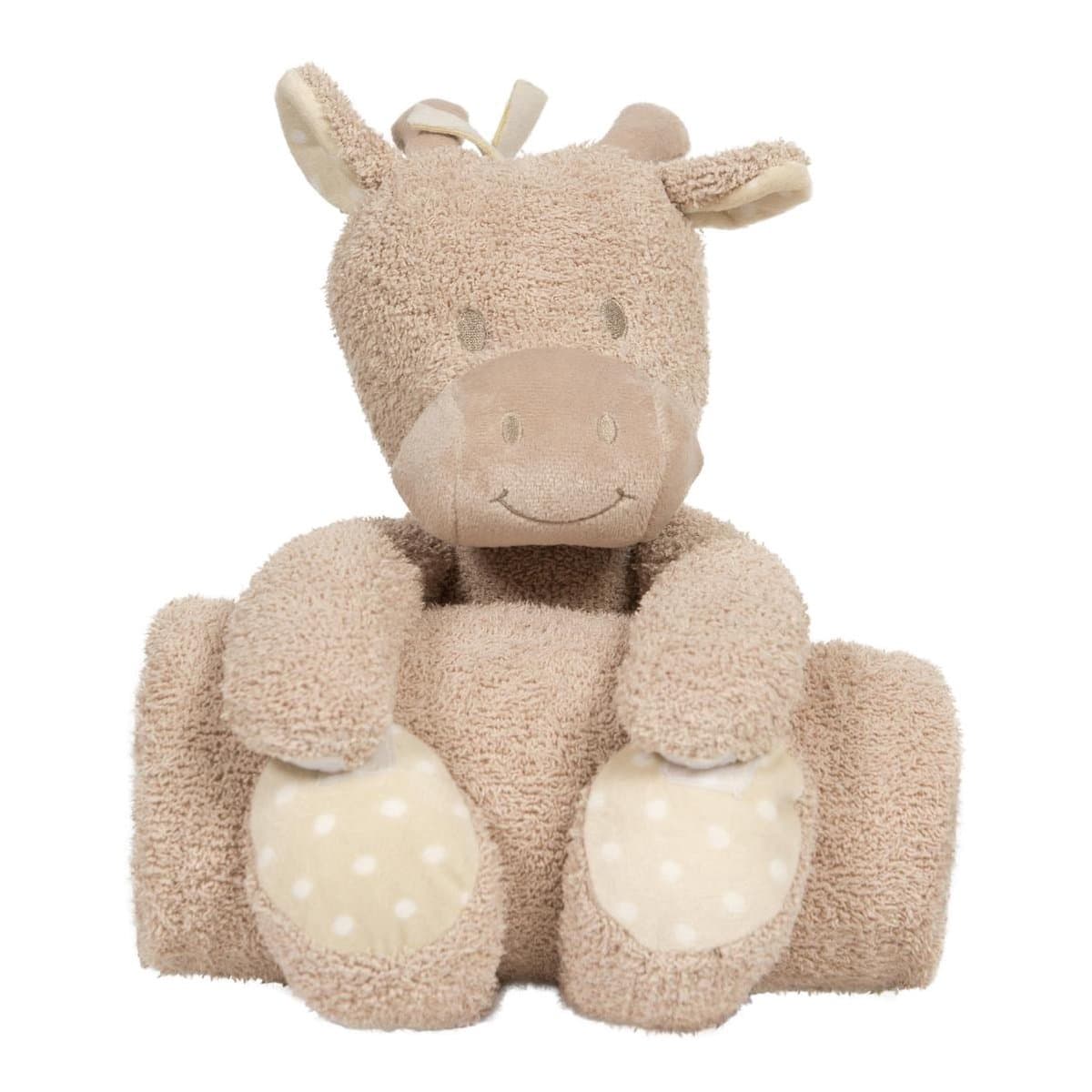 Bo Jungle - Dekentjes met knuffel - Badstof - Fleece - XL 75 x 100 cm - Wiegdeken - Pluche diertjes - Doodoo - Kraamcadeau - Push toy with banket Senna de Giraf