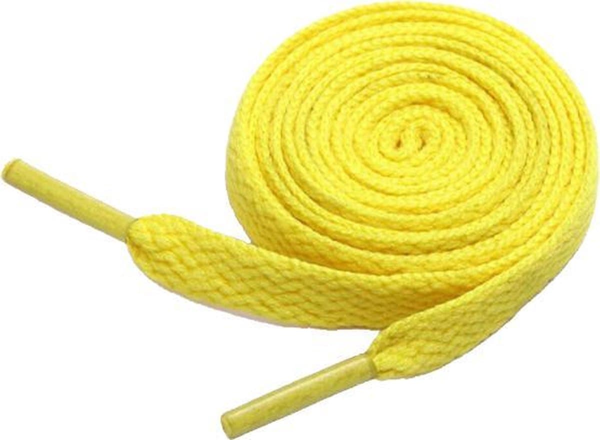 Schoenveters - Veters - Sneakerveters - Fat Laces - Plat - Geel - Veterlengte 130 cm – Breedte 10 mm