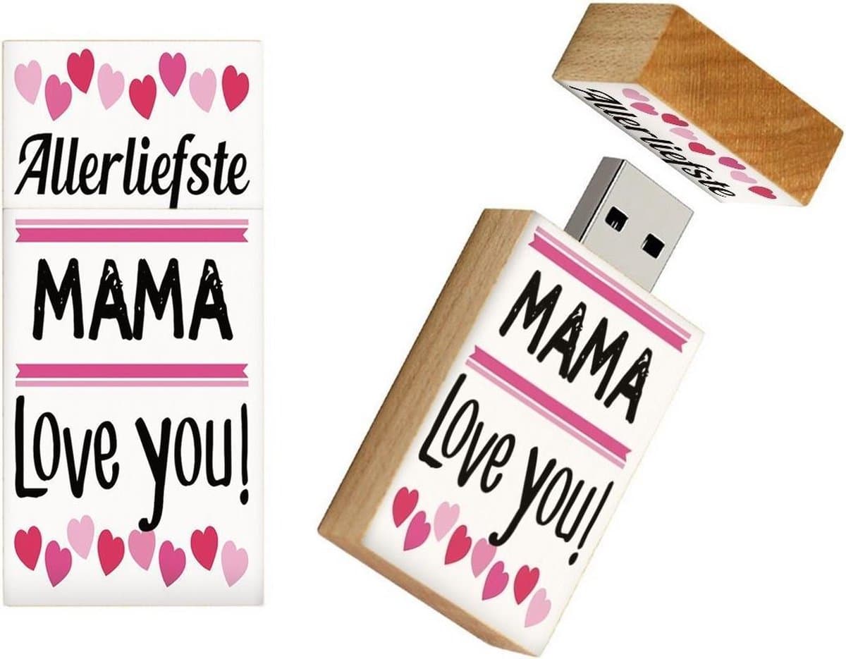 Hout rechthoek usb stick 32gb moederdag cadeautjes model 1033 – allerliefste mama, cadeau voor moeder, cadeau moeder, cadeau moederdag, cadeau voor mama, leuke moederdag cadeaus