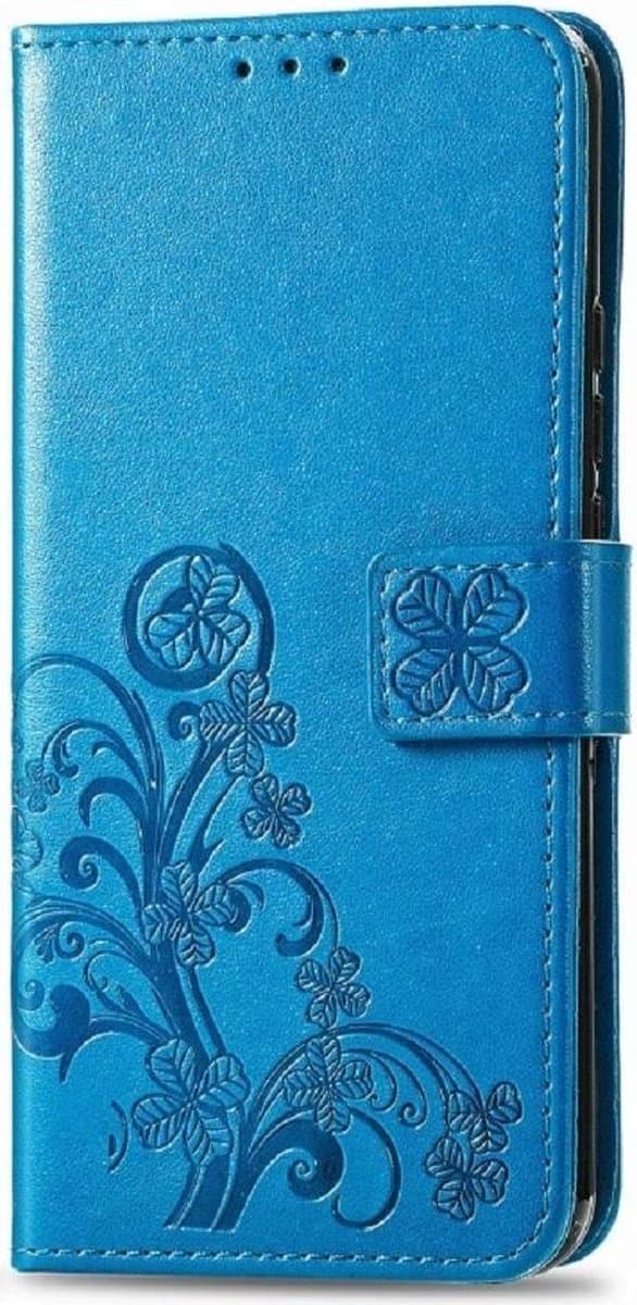 Klavertje vier blauw agenda wallet case hoesje Motorola Moto G30 / G20 / G10