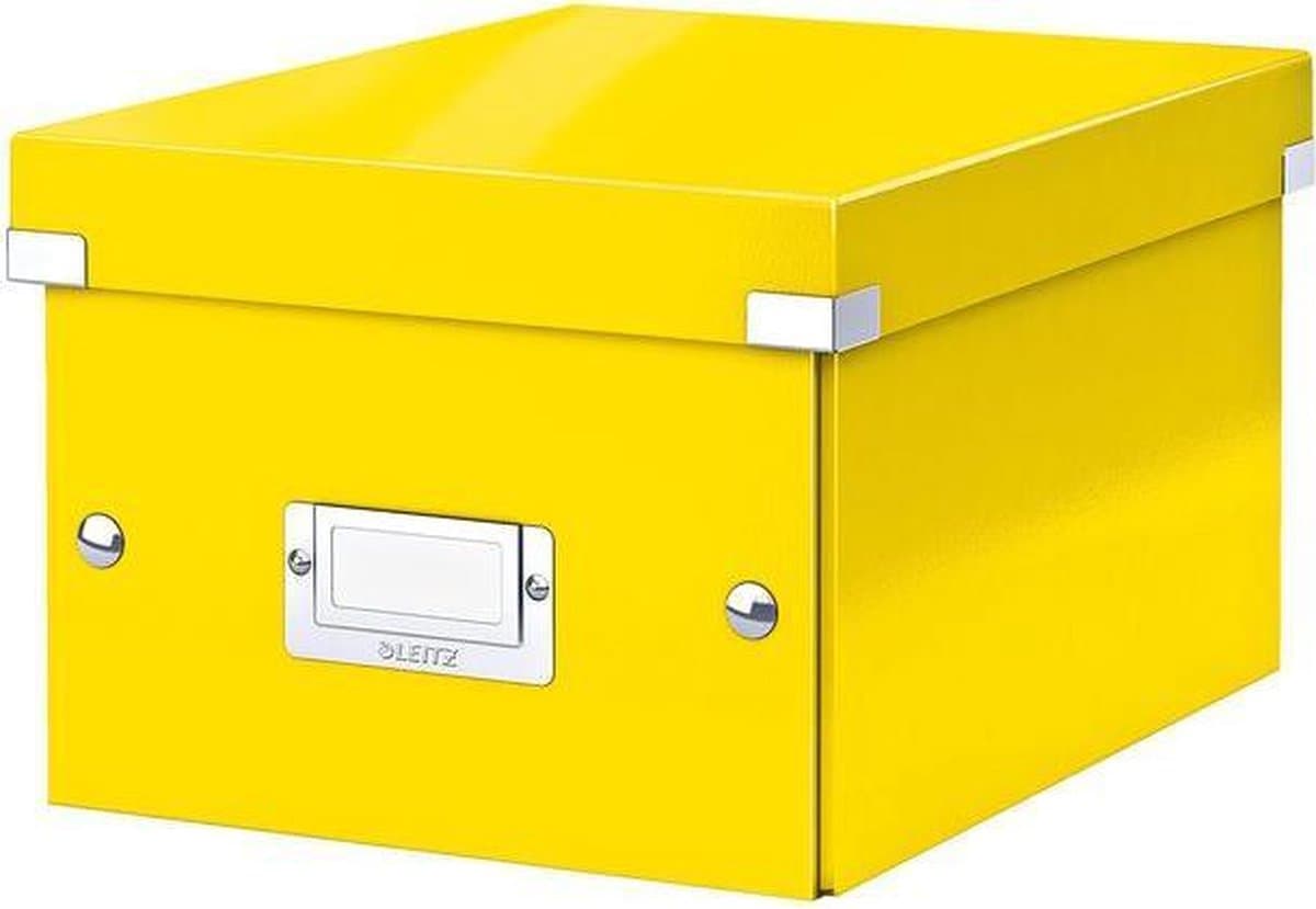 Leitz WOW Click & Store Kleine Opbergdoos - 84% Gerecycled Karton - 22 x 28.2 cm (BxHxD) - Ideaal voor Kantoor en Thuiswerken - Geel