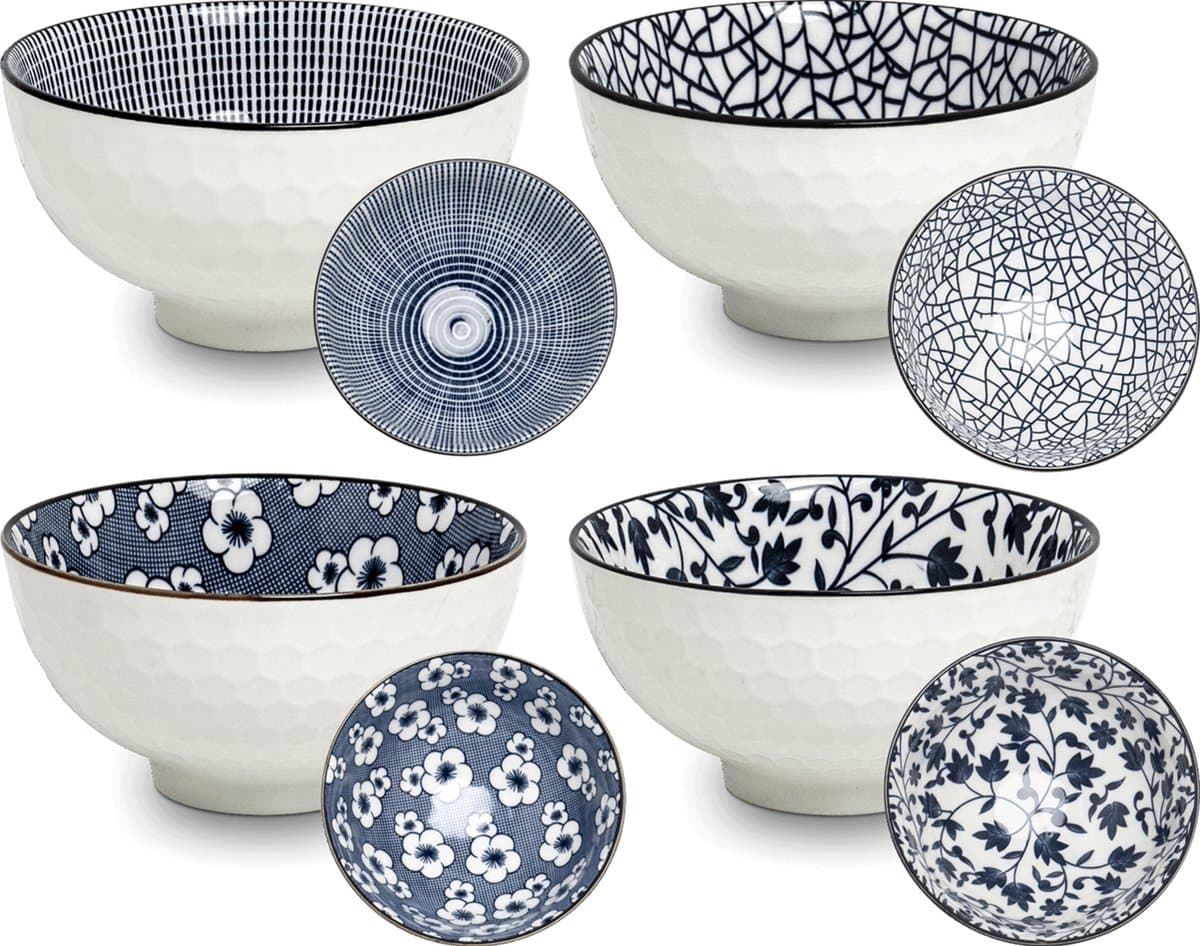 KOMMENSET 4PCS BLAUW PATROON MIX