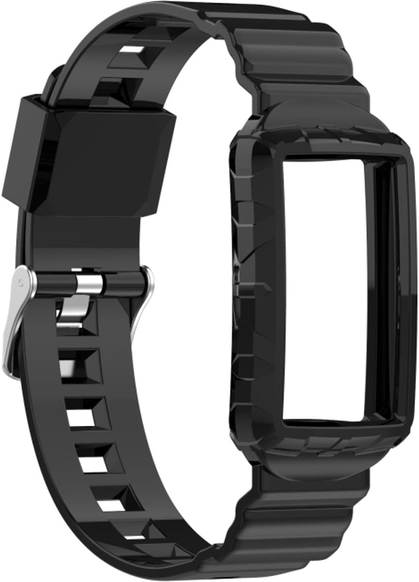 Voor Fitbit Charge 4 SE Silicone One Body Armor horlogeband (zwart)