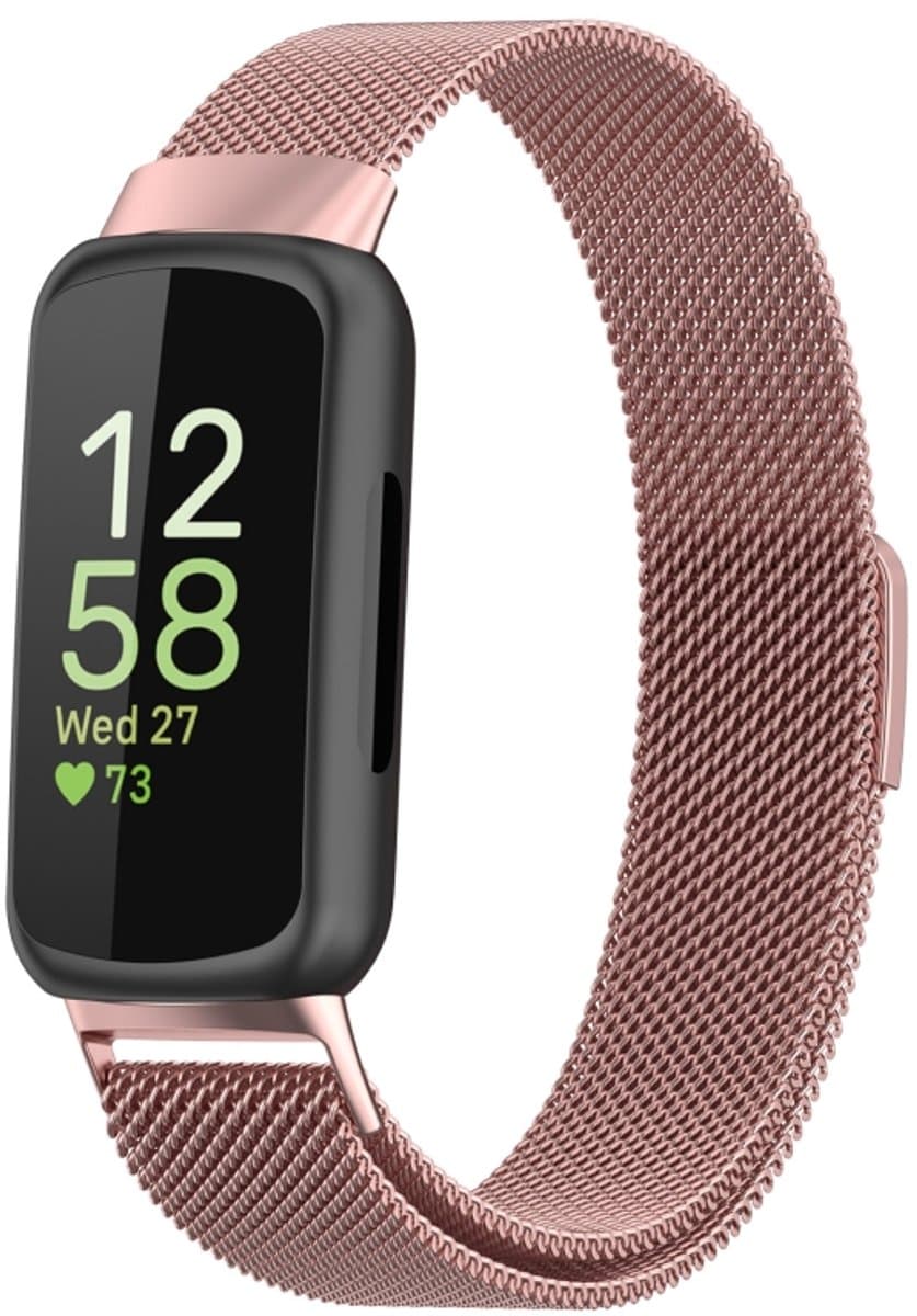 Voor Fitbit Inspire 3 Milanese metalen horlogeband (roze roze)