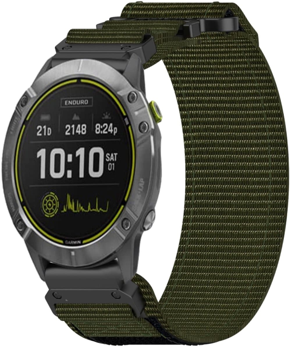 Voor Garmin Enduro 26 mm nylon klittenbandsluiting horlogeband (legergroen)