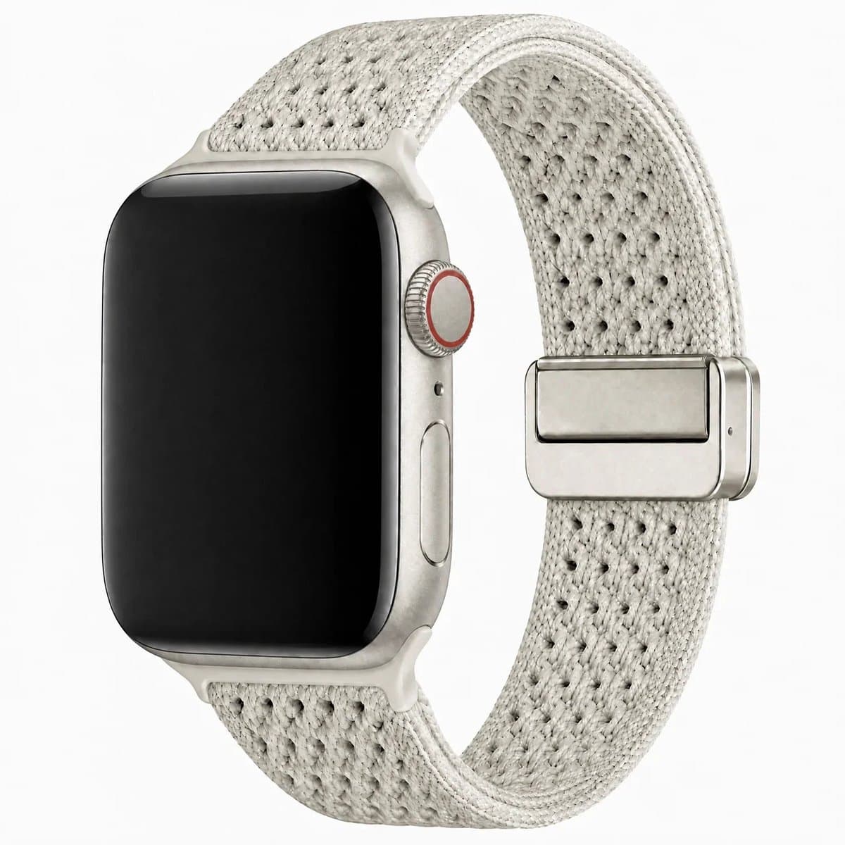 123watches bandje Knit - nylon - sterrenlicht - 44 · 45 · 46 & 49 mm - Geschikt voor Apple Watch series 1/2/3/4/5/6/7/8/9/10/11/12/SE/SE2/SE3/Ultra/Ultra 2/Ultra 3/Ultra 4