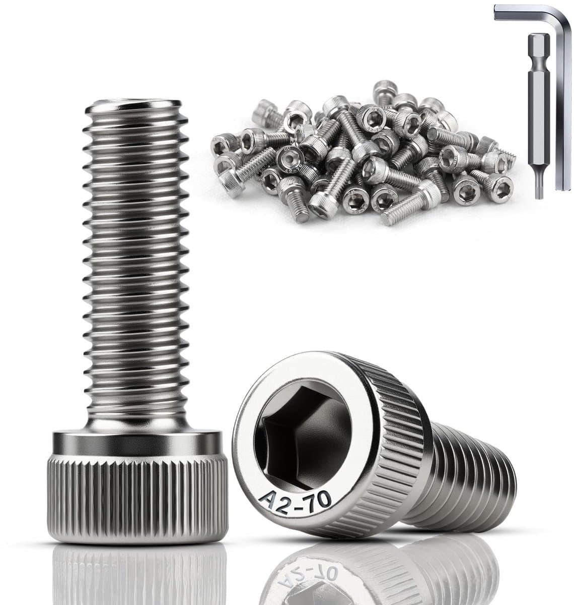 Set van 120 cilinderkopbouten M4 x 16 mm, roestvrij staal, met inbus, voor motoren en machines