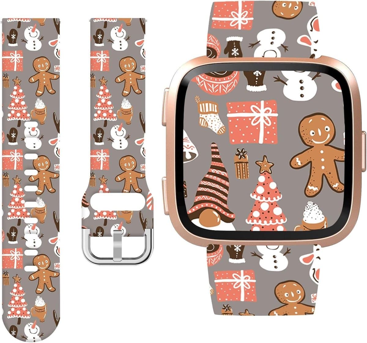 Kerstvakantie Armband Geschikt voor Fitbit Versa, Versa 2 en Versa Lite - Schattige Zachte Siliconen Vervangarmband voor Actieve Dames en Heren, Ideaal Cadeau voor de Feestdagen