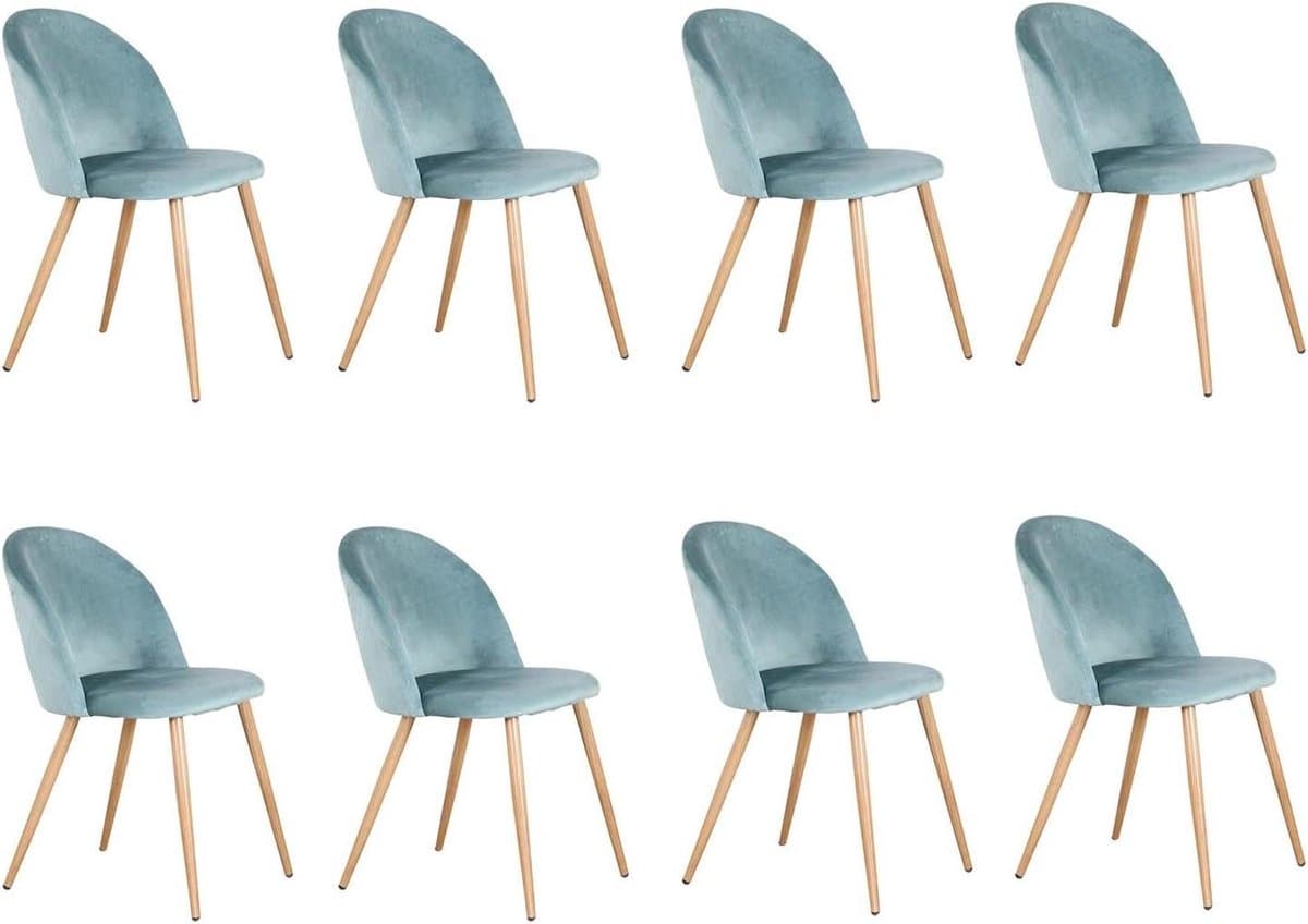 Fluwelen Eetkamerstoelen - Gestoffeerde Stoelen - Comfortabel Zitten - Metalen Poten - 43 x 48 x 80 cm - Groen