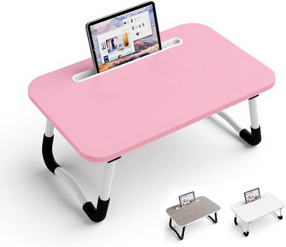 Laptop Bed Bureau - Schoottafel - Ontbijten en Werken - Ingebouwde Kaartgleuf - 48 x 30 cm - Rood