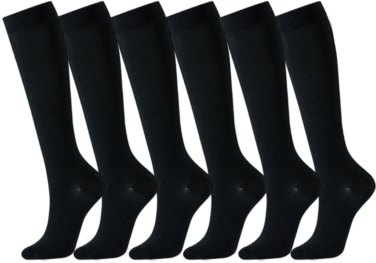 Namajunas - Compressiekousen - Compressie sokken - 6 paar - L/XL - Unisex - Bevordert de bloedsomloop - Biedt optimale ondersteuning voor medisch gebruik, hardlopen, verzorging, sport en meer - Hardloopsokken - Sportsokken - Steunkousen vliegtuig