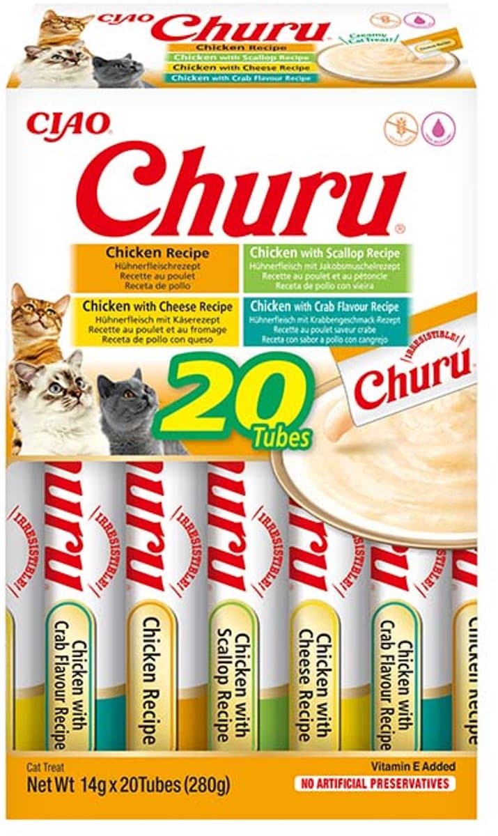Inaba Churu Kattensnack - Graanvrij Kip 20x14g - Romige Snack met Vitamine E