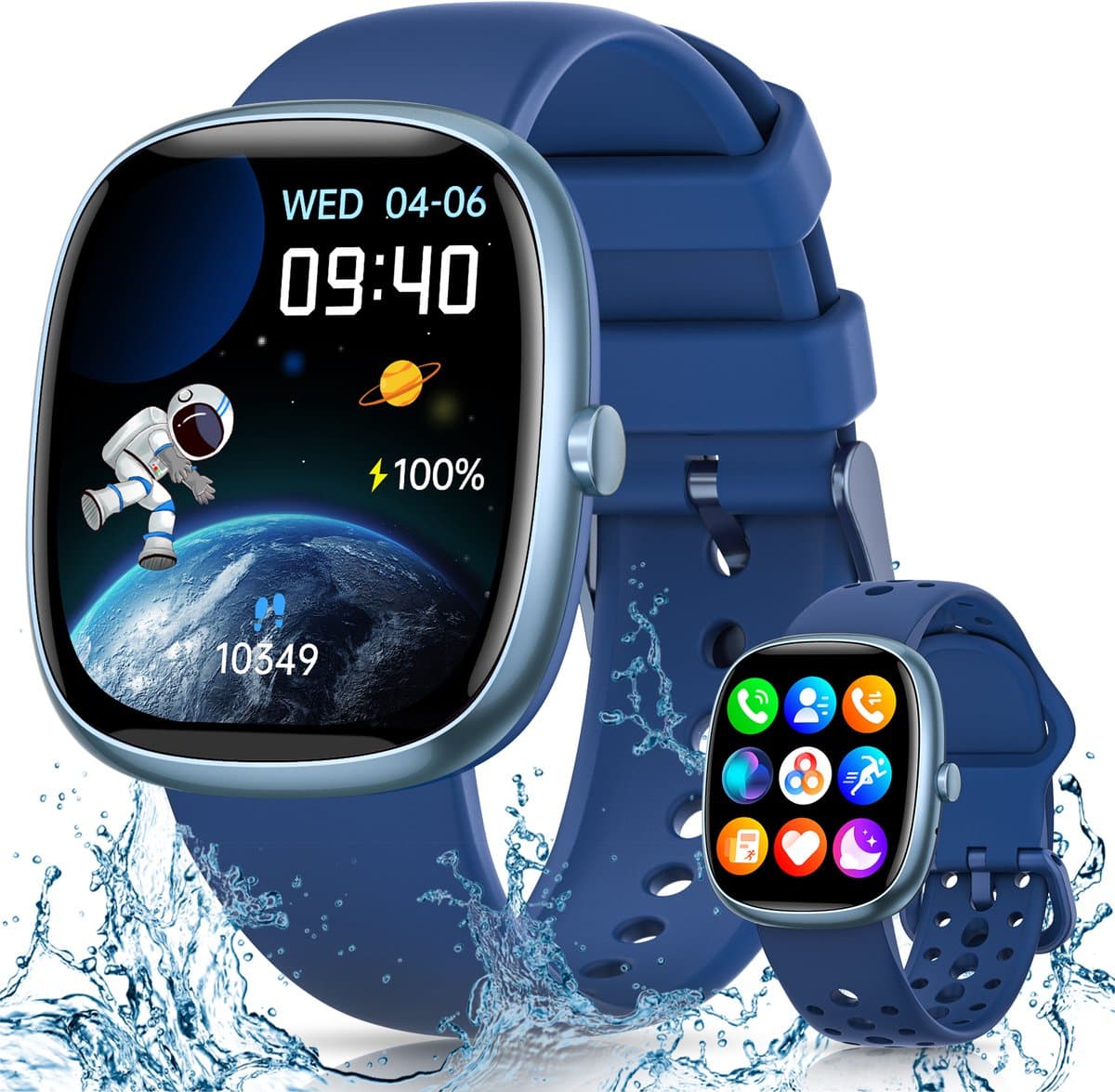 FOSMET Smartwatch Kinderen - Met Telefoonfunctie - 1,5 Inch Display - IP68 Waterdicht - 20 Sportmodi - Hartslagmeter - Slaapmonitor - Stappenteller - Wekker - Oproepfunctie - SOS Knop - Compatibel met iOS/Android - Cadeau voor Kinderen - Jongen