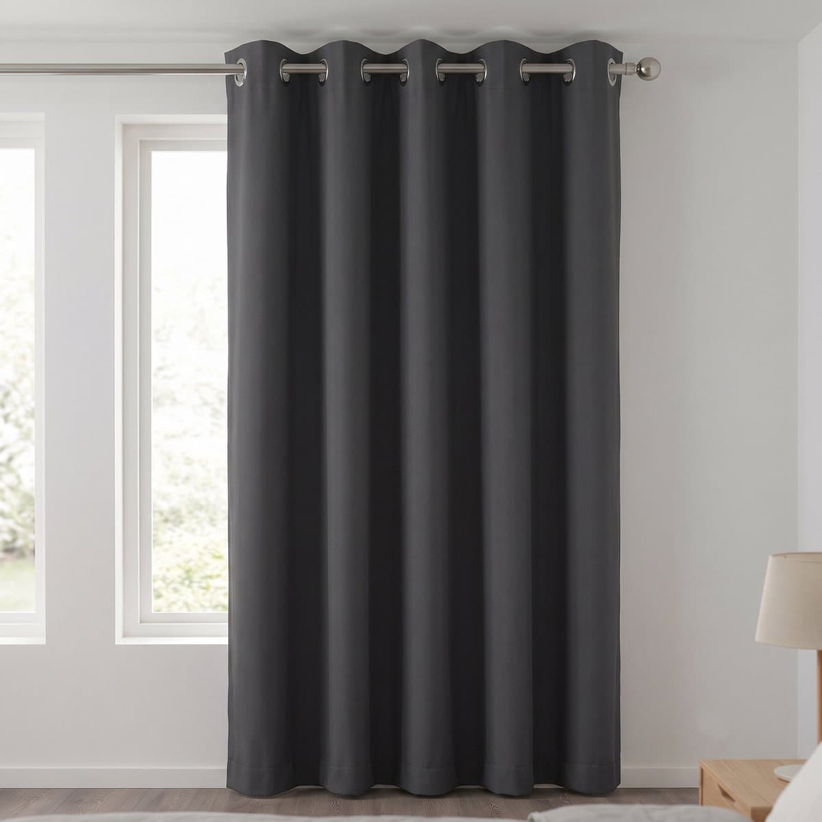 Gordijnen kant en klaar met ringen - Blackout - 150 x 250 cm - Antraciet - Verduisterend