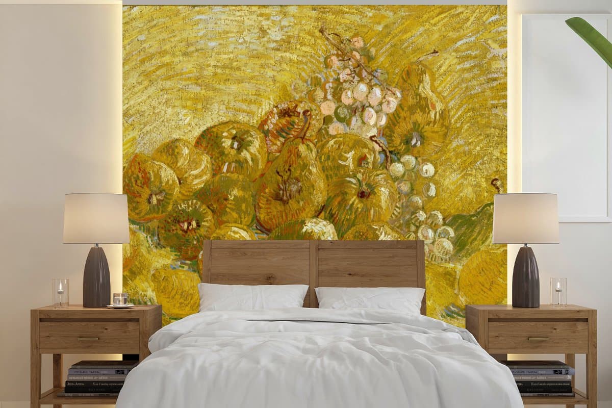 Behang - Fotobehang Kweeperen, citroenen, peren en druiven - Vincent van Gogh - Breedte 350 cm x hoogte 350 cm