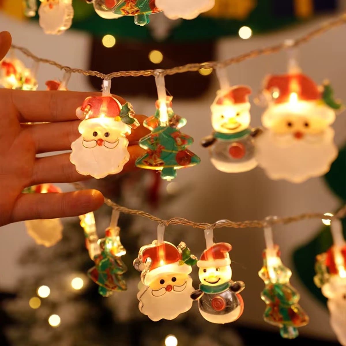 Kerstverlichting op Batterijen met Kerstfiguren - Lichtsnoer 3 Meter - 20 LED - Warm Wit - Wantohave