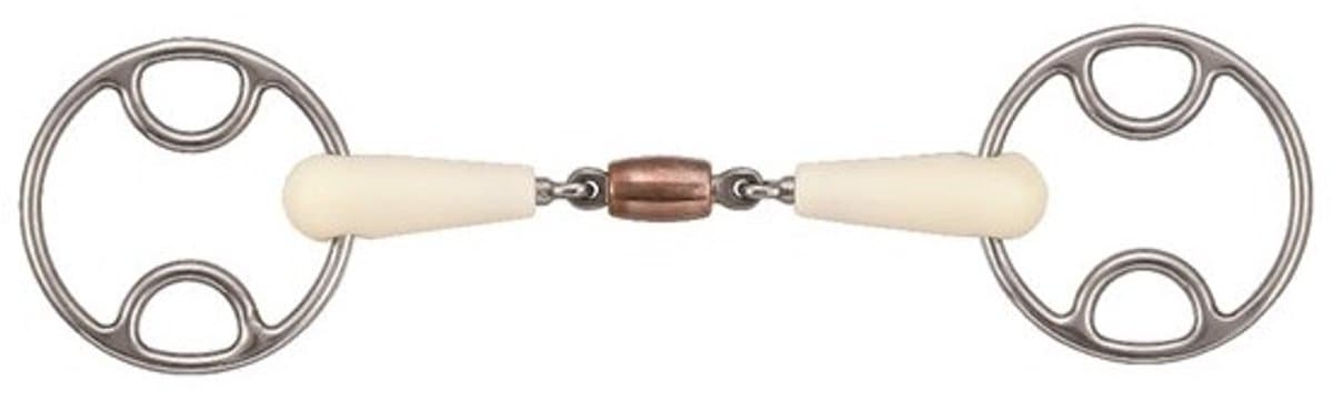 2-rings paardenbit met dubbele afdichtring + koperen roller Soyo Happy mouth