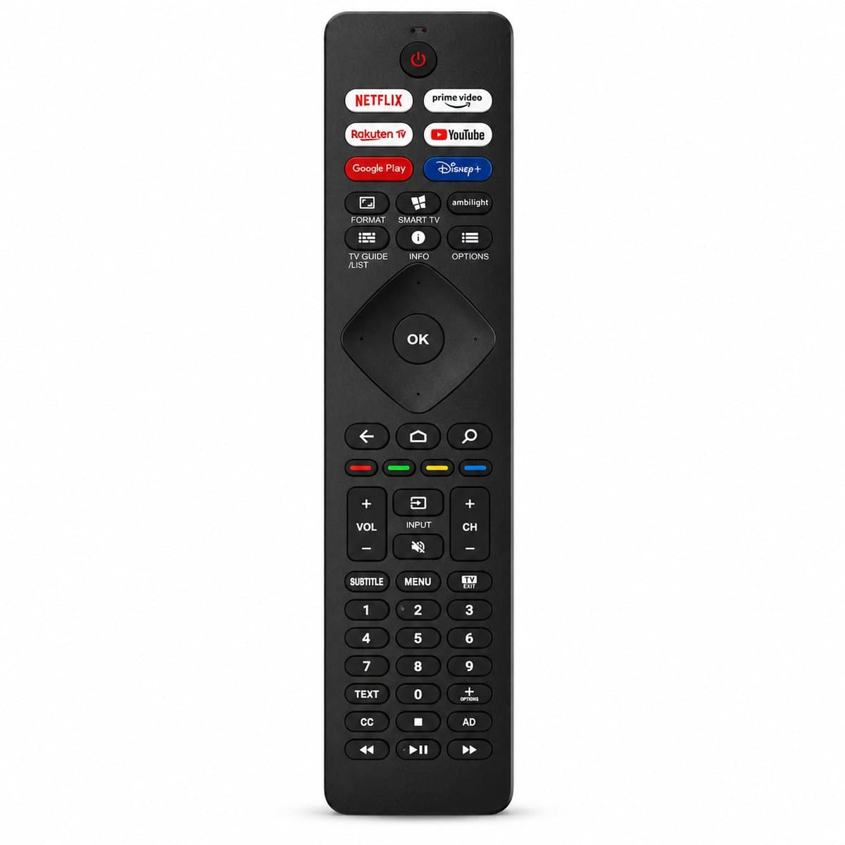 Afstandsbediening voor Philips TV - RQ-P6H - Geschikt voor alle Philips Smart TV's - Ambilight - Netflix - YouTube - Prime Video - Direct Klaar voor Gebruik