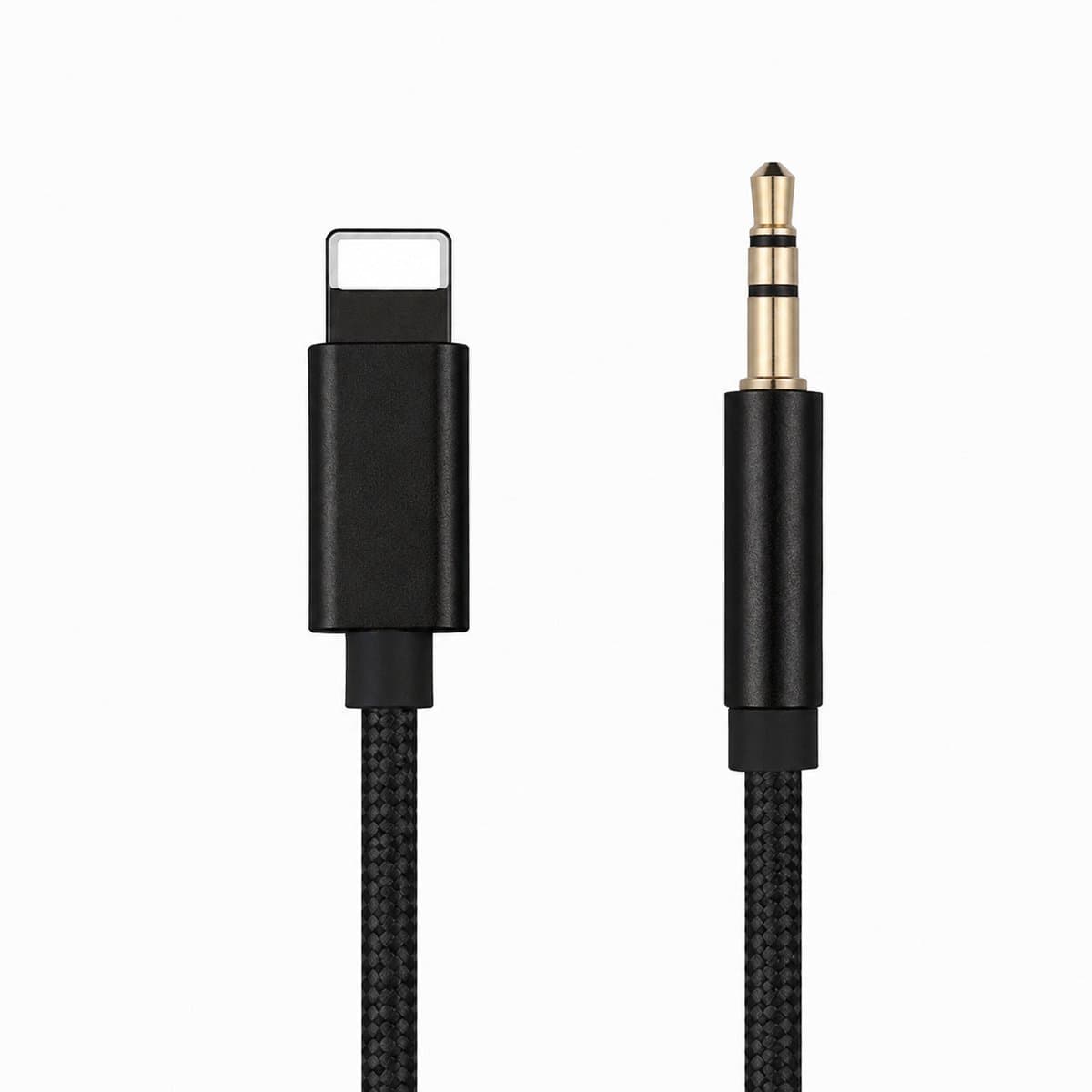 DrPhone SC5 Flex – Lightning naar 3.5mm Aux Kabel – Nylon Gevlochten – 1 Meter – Geschikt voor iPhone / iPad - Zwart