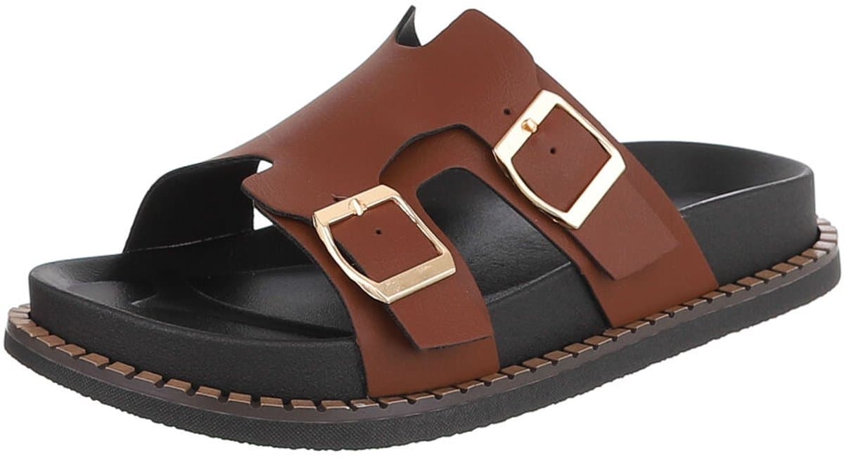 Dames slipper met gespen en comfortzool Mt:39
