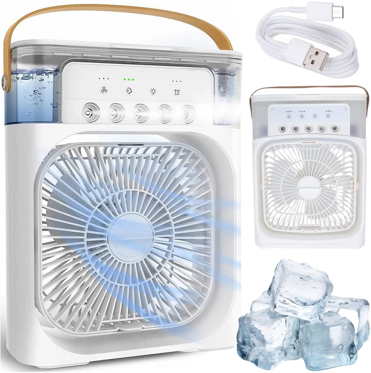 Alogy DeskBreeze™ - Luchtkoeler - 3-in-1 Tafelventilator - Bevochtiger - LED Verlichting - Wit