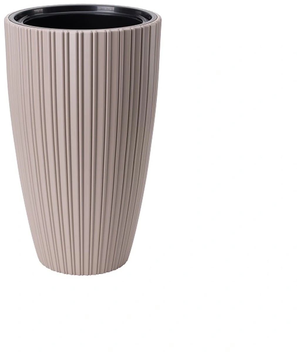 Vita bloempot hoog smal Mika 40 taupe + voor binnen en buitenhuis + uv / vorstbestendig + binnenpot met handvaten