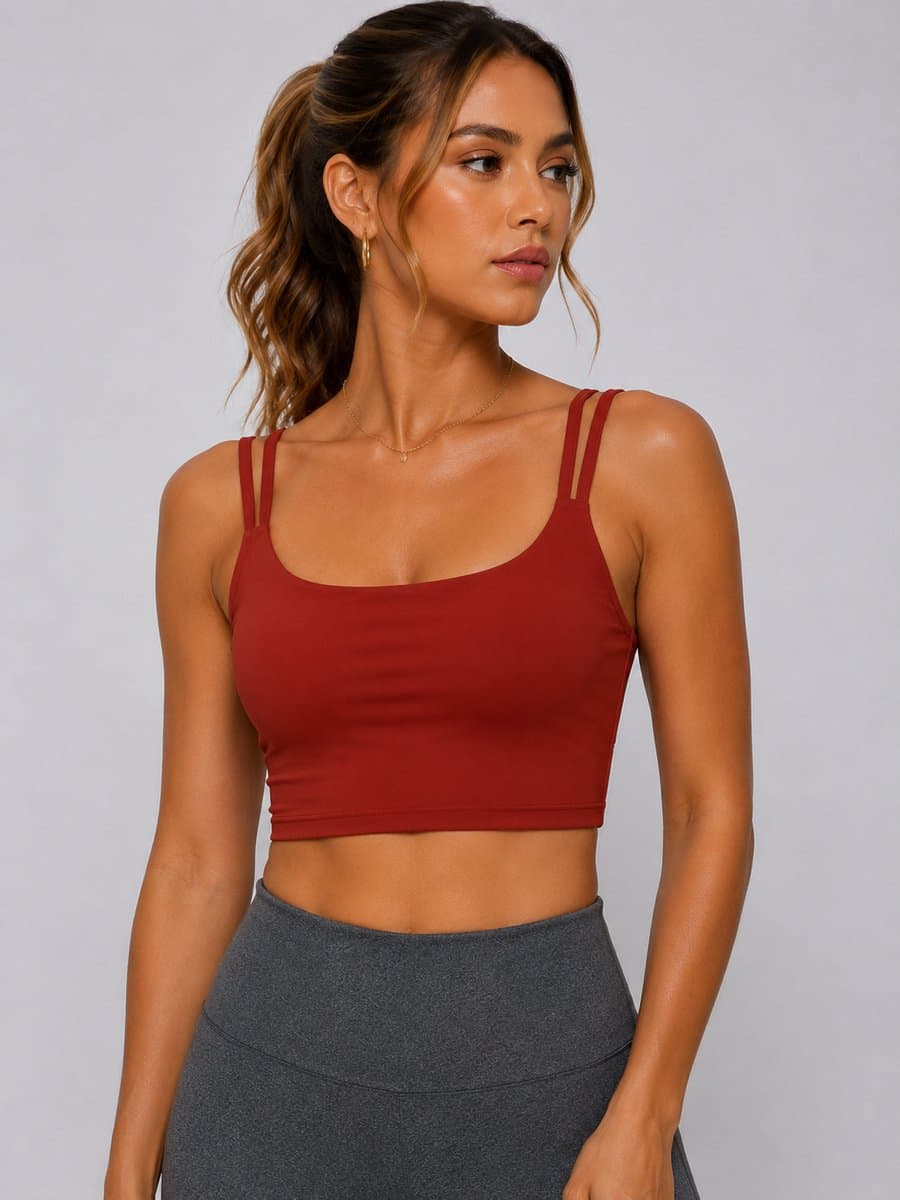 SparkNine Effortless crop top - met verwijderbare vulling - XL - rood - twist back - stijlvol & ademend